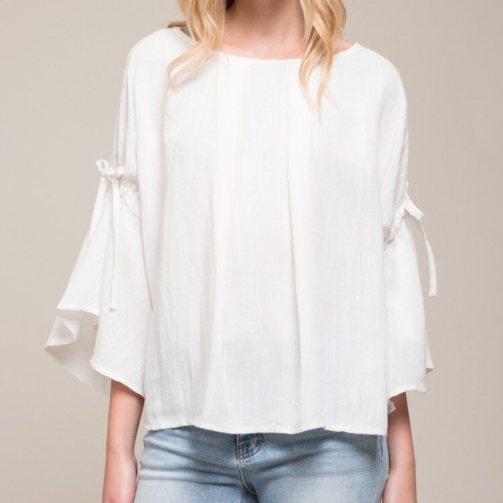 White tie sleeve blouse relaxed fit